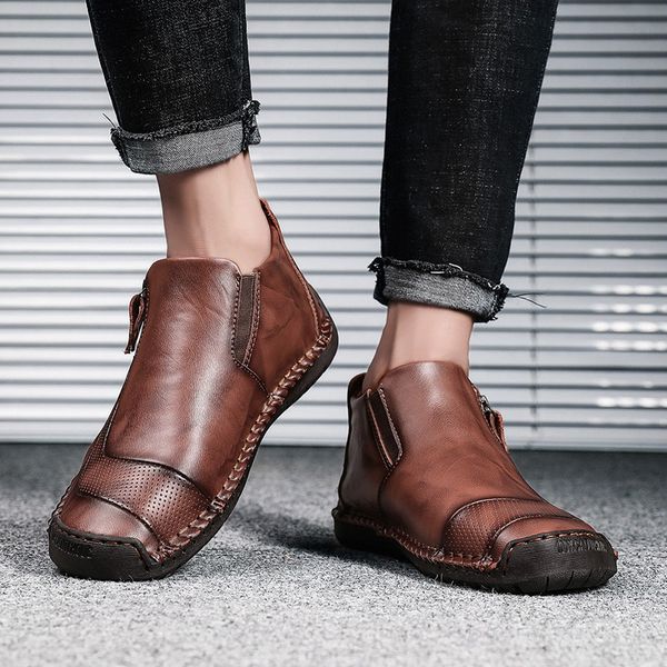 

new men large size casual men's boots leather men's boots shoes trend big size dress gaobang shoes black 2019