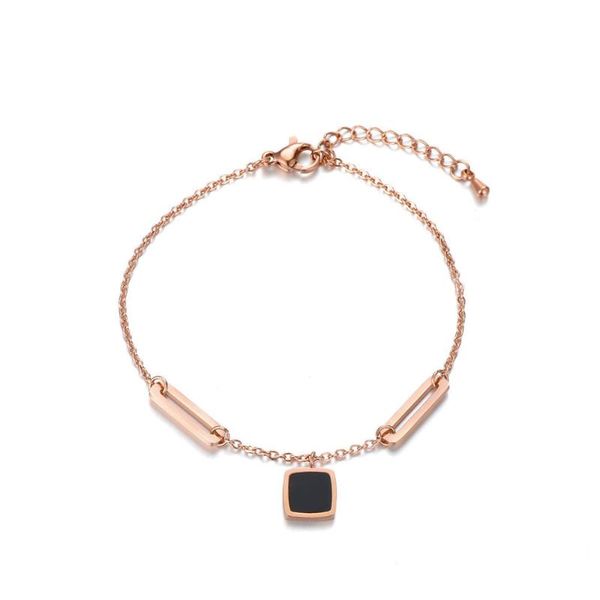 

classic square black shell chain & link bracelets jewelry titanium steel charms bracelet for women armbanden b18017, Golden;silver