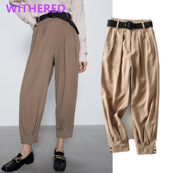 

увядшие англия стиль винтаж plaeated свободные высокая талия гарем репа брюки женщины pantalones mujer pantalon femme брюки женщины, Black;white