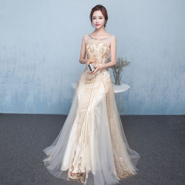 

graceful pink long evening dresses prom dresses zipper back sheer neck beaded formal evening gowns cocktail special occasion dresses 2020, Black