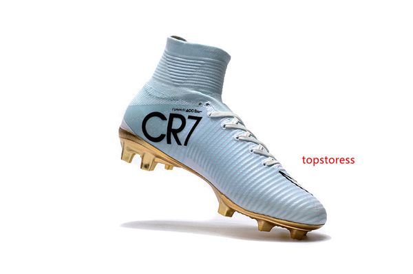 

original white gold cr7 soccer cleats mercurial superfly v cr7 fg kids soccer shoes ronaldo children football boots