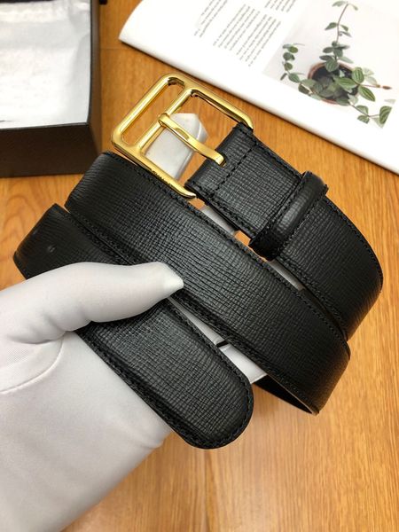 

Hot Sale New Style Simple Hipster Square Buckle Leather Belt Black Classic Gold and Sliver Needle Designer Belts with Original Box