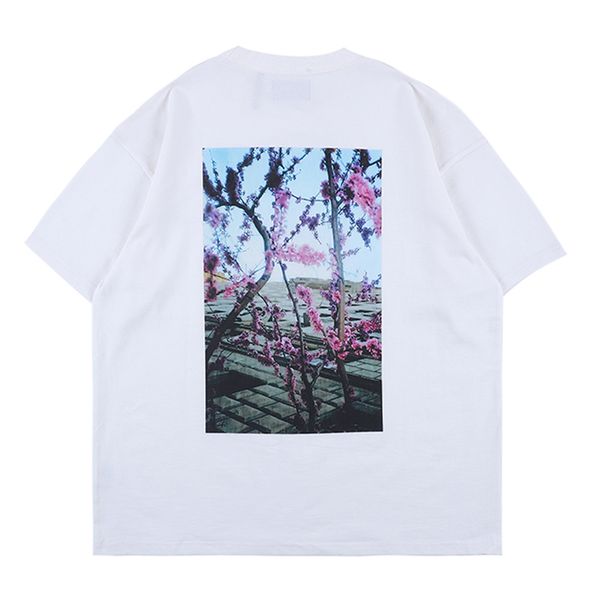 

flower p printing men and women 2019 summer high street men and women with the same t-shirt oversized t-shirt black and white, White;black