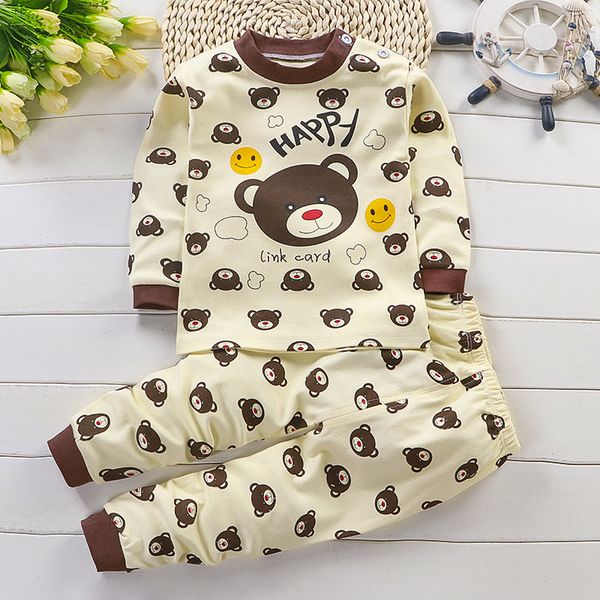 

toddler underwear suit pure cotton 0-2-year-old autumn baby boys girls long sleeve clothes newborn homewear 2pcs, White