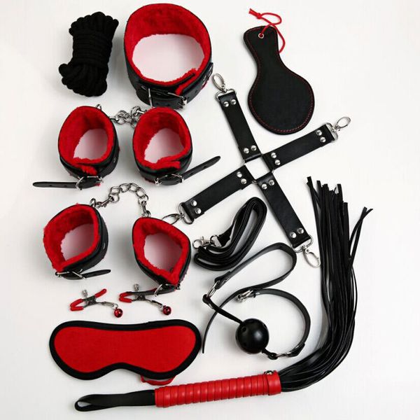 

самая низкая цена кожа фетиш взрослых sm love game toy kit для пары женщин кабала удерживающей набор: handcuff кнут сосков зажимы gag