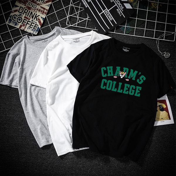 

2020 age reduction cartoon letter printing women's t-shirt round collar cotton pullover t-shirt pullover student duan xiu, White