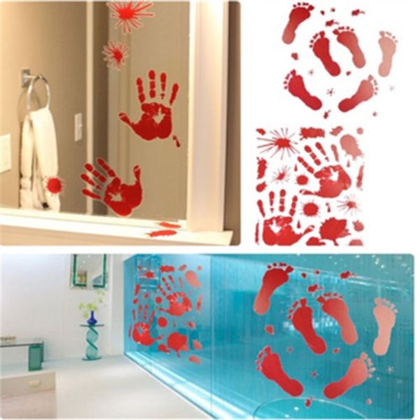

faroot halloween decoration prop window mirror clings cling bloddy handprint spot decor