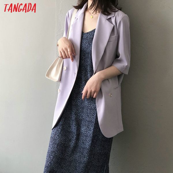 

tangada summer women violet blazer female short sleeve elegant jacket ladies work wear blazer formal suits asf73, White;black