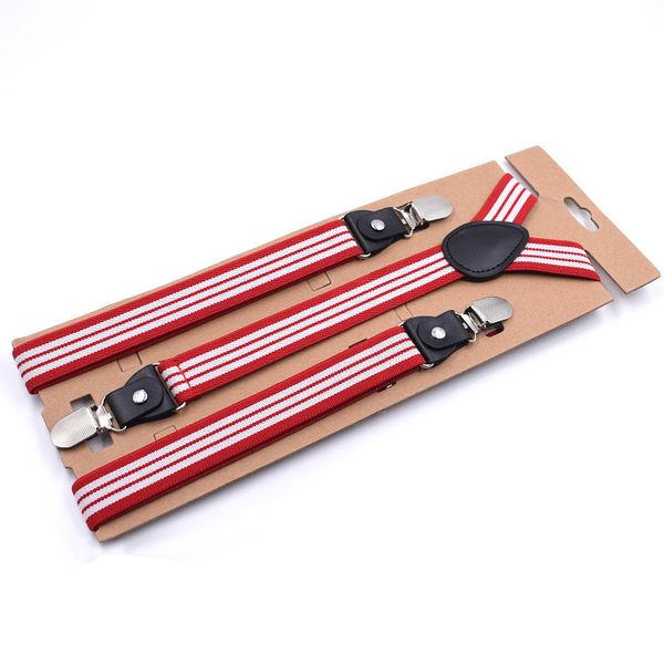 

2019 new brand fashion three clip stripe strap 2.5cm black leather strap clip y-type suspenders, Black;white
