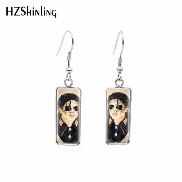 

2019 wholesale new michael rectangular earring mj star fish hook earrings glass dome hand craft jewelry, Silver