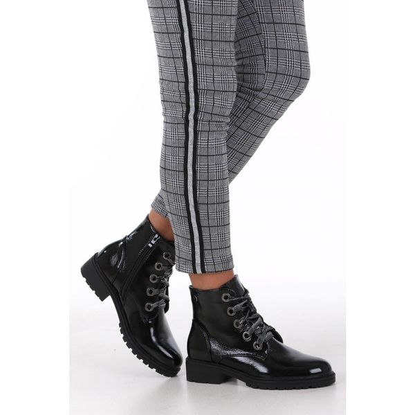 

gogd]winter boots women black ankle boots buckle strap rivet shoes female pu leather motorcycle autumn