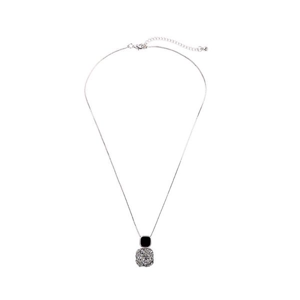 

trendy square pave crystal pendant necklace for woman jewelry, Silver