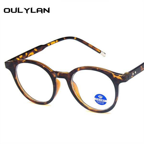 

oulylan men clear anti blue light glasses frame women vintage round eyeglasses frames transparent optical spectacles unisex, Black
