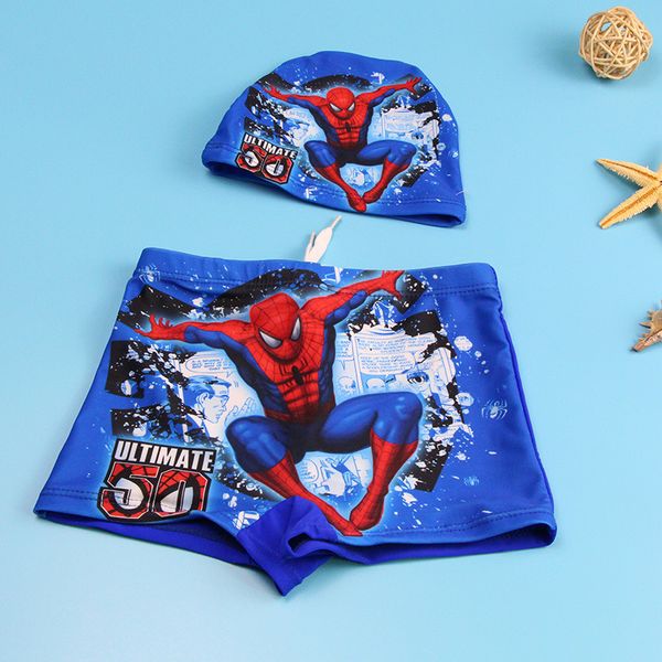 

new 2019 boys swim trunks spiderman 2-10 years kids swimsuit boys swimming trunk set with cap children's swimwear cz934