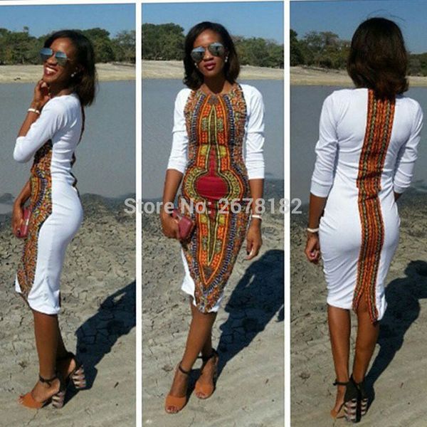 

african women clothing white dashiki fashion dress succunct african tranditional print v neck dashiki dress for women, Red