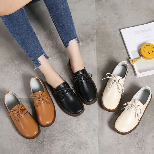 

mokingmoking 2019 summer women flat shoes women's low-flat shoes solid color lace-up casual nurse #g30, Black