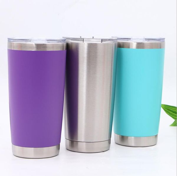 20 oz Spor Bardaklar Metal Geniş Ağız Suyu şişesi Paslanmaz Çelik tumblers Kapasite Seyahat Kahve Kupalar Ücretsiz Kargo