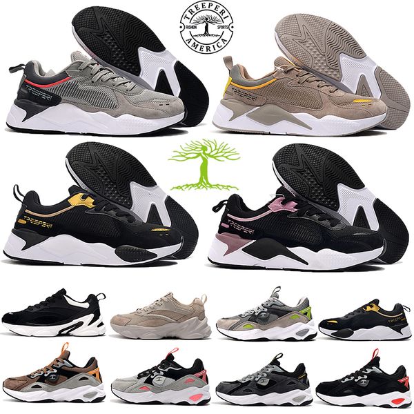 

men women reflective treeperi fashion chunky 2.0 3.0 running shoes vgrey crimson khaki yellow obsidian platform luxury designer sneakers, Black