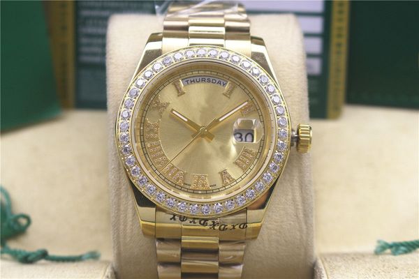 

designer watch double calendar log diamond watch 41mm automatic mechanical stainless steel men's luxury watch roman literal, Slivery;brown