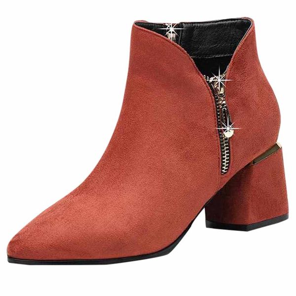 Venda quente-YOUYEDIAN Mulheres Ankle Boots Europa e nos Estados Unidos outono e inverno Clássico Sapatos ankle boots para mulheres tornoz # w1235