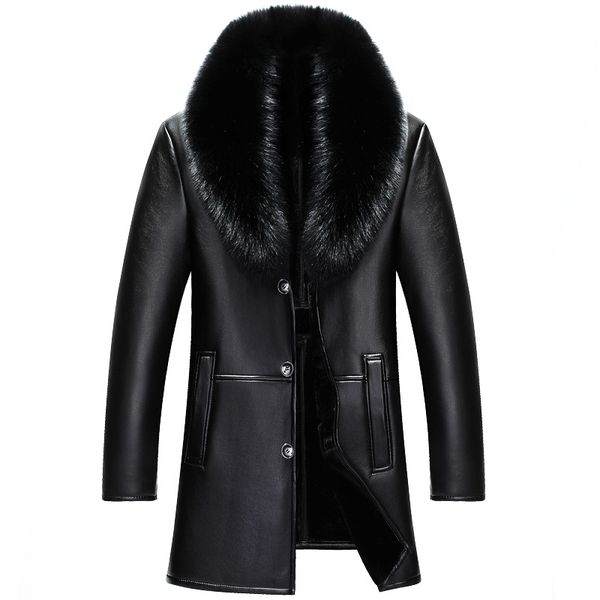 2019 Faux Leather Jacket Men Fox Fur Collar Coat Mens Fake Thick Warm Short Overcoat Chaqueta Cuero Hombre Zl1032 From Qingxin13