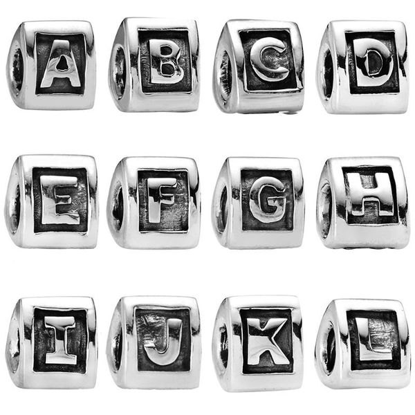 

kakany 925 sterling silver out of print classic 26 letter ring suitable for style charm bracelets original diy jewelry, Blue;slivery