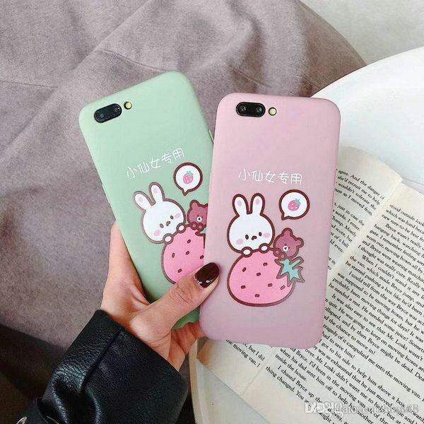 

cute cartoon strawberry rabbit phone case for iphone xs max xr x 7 7plus 8 8plus 6 6plus tpu silicone soft shell