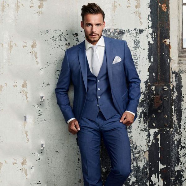 

dark blue men suits for wedding groom tuxedo man business jacket groomsmen blazer peaked lapel trajes de hombre 3piece slim terno masculino, Black;gray