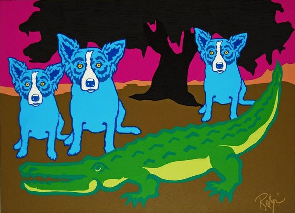 

george rodrigue blue dog later gator home decor handpainted &hd print oil painting on canvas wall art canvas pictures 200116