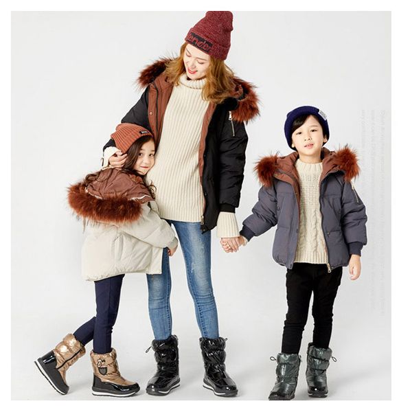 

kids designer snow boots childrens luxury solid color shoes kids glossy boots warm cotton shoes new fashion style 2019 winter on sale, Black;grey