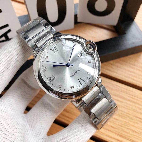 

роскошные часы бизнес автоматические механические движения 316 корпус из нержавеющей стали серебро буквенное авто дата классический стальной, Slivery;brown