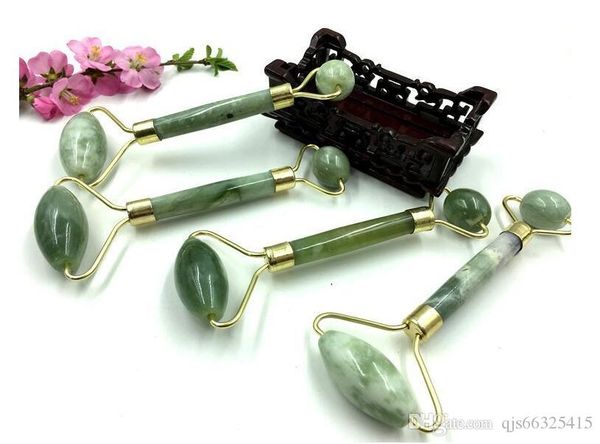 

health natural facial beauty massage tooi jade roller face thin massager face lose weight beauty care roller too lwholesale natural jade con, Slivery;golden