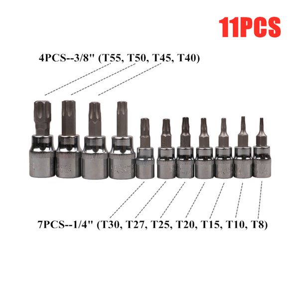 

11-piece sleeved sleeve iron sleeve clamped 1/4 and 3/8 inches socket spanner screwdriver household motorcycle car repair tool