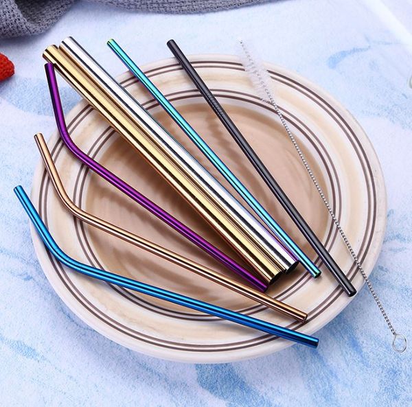 

304 colorful stainless steel straw reusable drinking bent straight metal straw tea coffee tools straw design