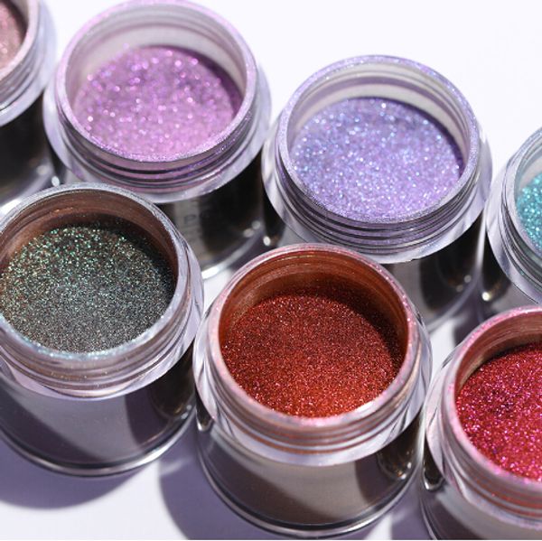 

chameleon dip shining holographic glitter mirror dipping system gradient french nail natural dry manicure, Silver;gold