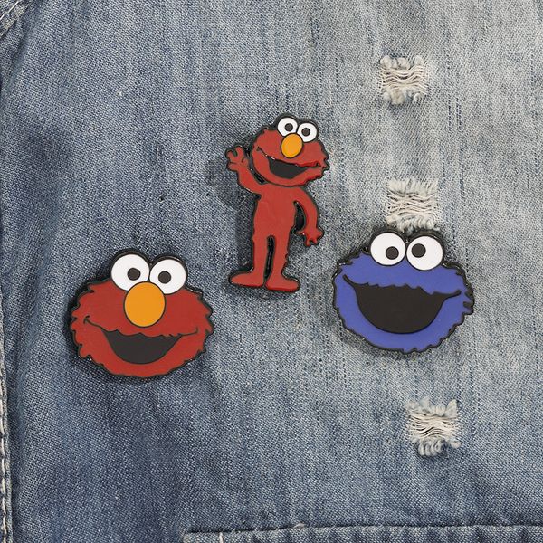 

50pcs / lot оптовая классический мультфильм улица сезам эмаль pin badge кнопки брошь аниме lovers рубашка детская сумка нагрудным, Gray