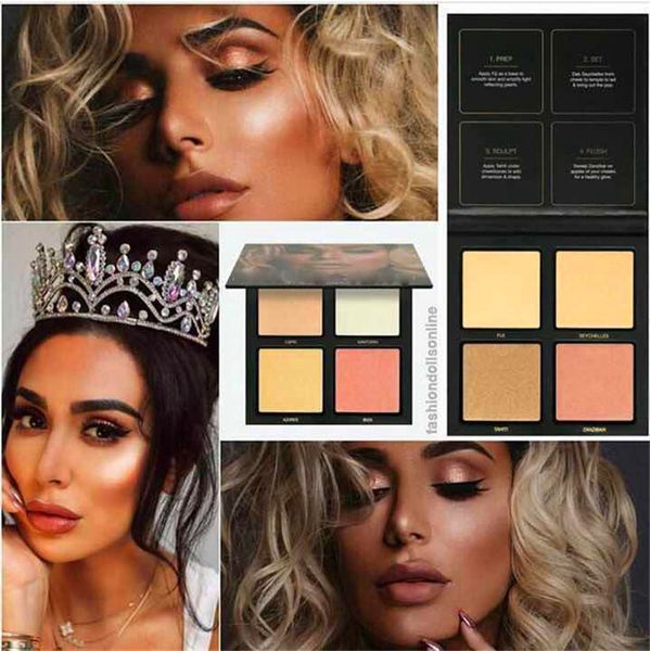 

3d highlighter palette highlighter golden and and pink and 4 color makeup highlighter palette promotion ale