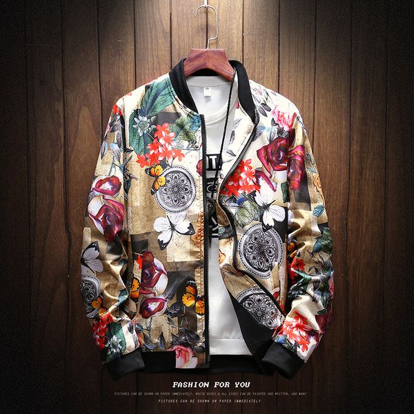 

mens designer jackets autumn and winter new fashion printing men's casual collar large size zipper jacket mens 2019 luxury designer clo, Black;brown