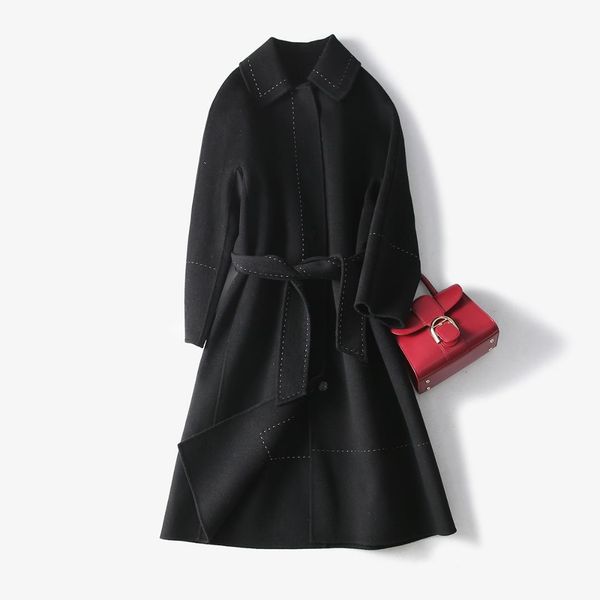 

2019 winter new arrival office lady coat overcoat woolen women hmr19355nov3, Black