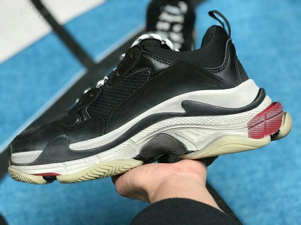 

2019 multi luxury triple s designer low new arrival sneaker combination soles boots mens womens runner shoes sports casual t07, Black