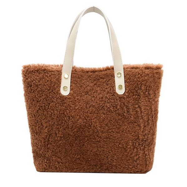 

women's plush handbag casual tote bag artificial lamb wool shoulder bag