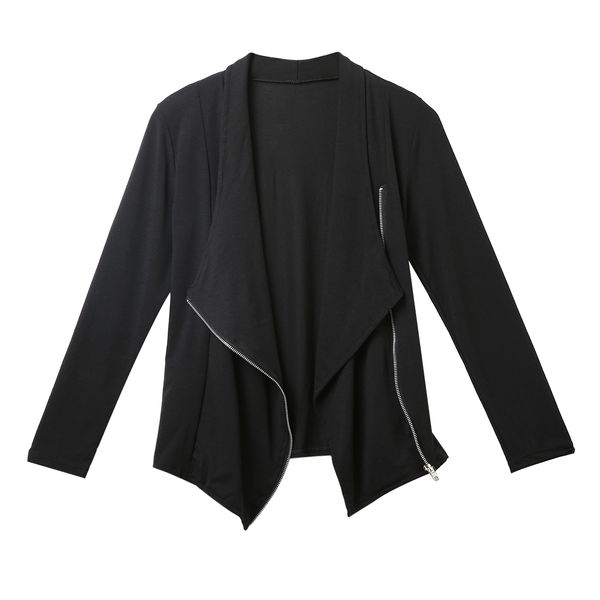 

мода женщины блейзеры тонкий дамы пальто блейзер куртка повседневная молния костюм верхняя одежда, White;black