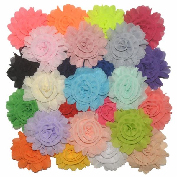 

new 3.6" chiffon flower,diy chiffon puffy flowers diy hair flower for hair accessories flowers girls headwear 60pc/lot, Slivery;white