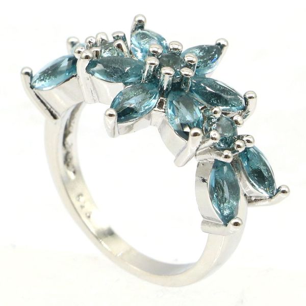

25x15mm shecrown создано dark london blue топаз подарок для серебряных колец женщины в, Silver