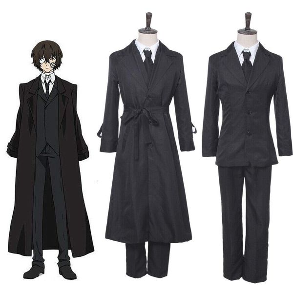 

bungo stray dogs dazai osamu cosplay costume mens black suit uniform outfit coat