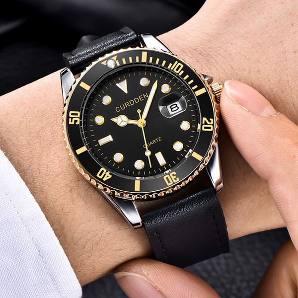 

2019 fashion watches men leather band watch quartz round wristwatches business brand relogio masculino reloj, Slivery;brown