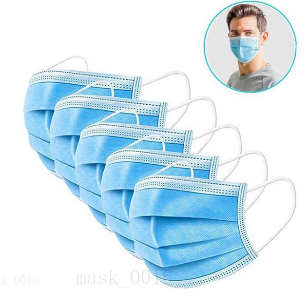 

3 слойные одноразовые нетканые маски для лица синий safty 50 / 100шт маски пылезащитная маска маски для лица earloop dhl freeshipping