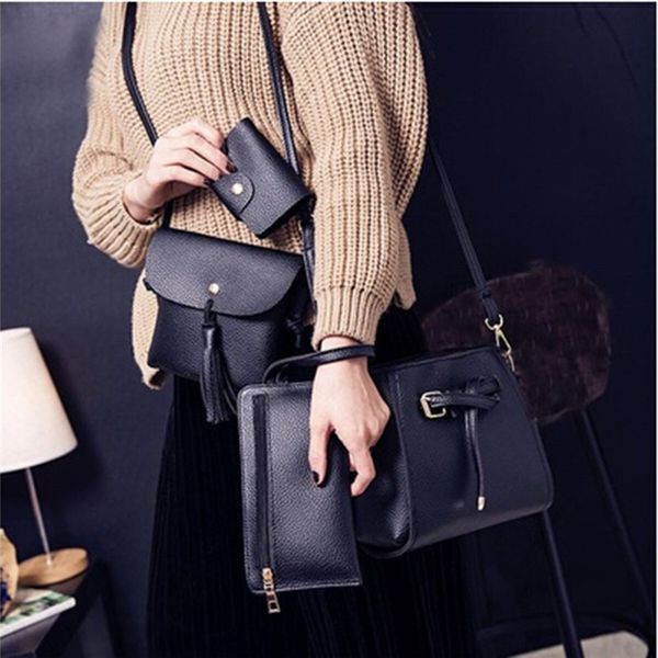 

new four-piece mother and son package 2020 korean bucket tassel women's shoulder bag ladies messenger handphone purse wild
