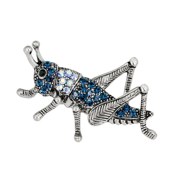 

blue rhinestone crystal insect grasshopper pins brooches clothes decoration, Gray