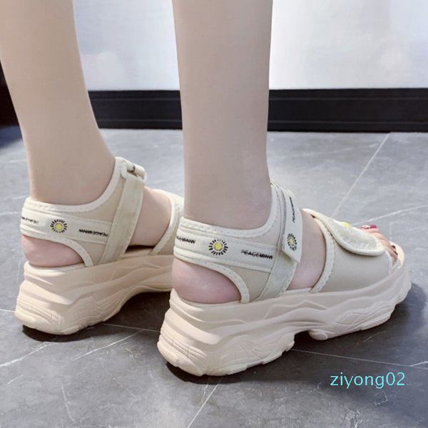 

women platform chunky sandals brand flower casual wedges shoes for woman fashion sports black open toe gladiator sandal summer z02